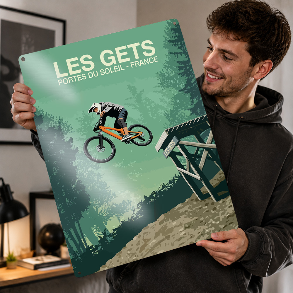 Mountain Biking Europe - Plakat z nadrukiem przedstawiającym skok na